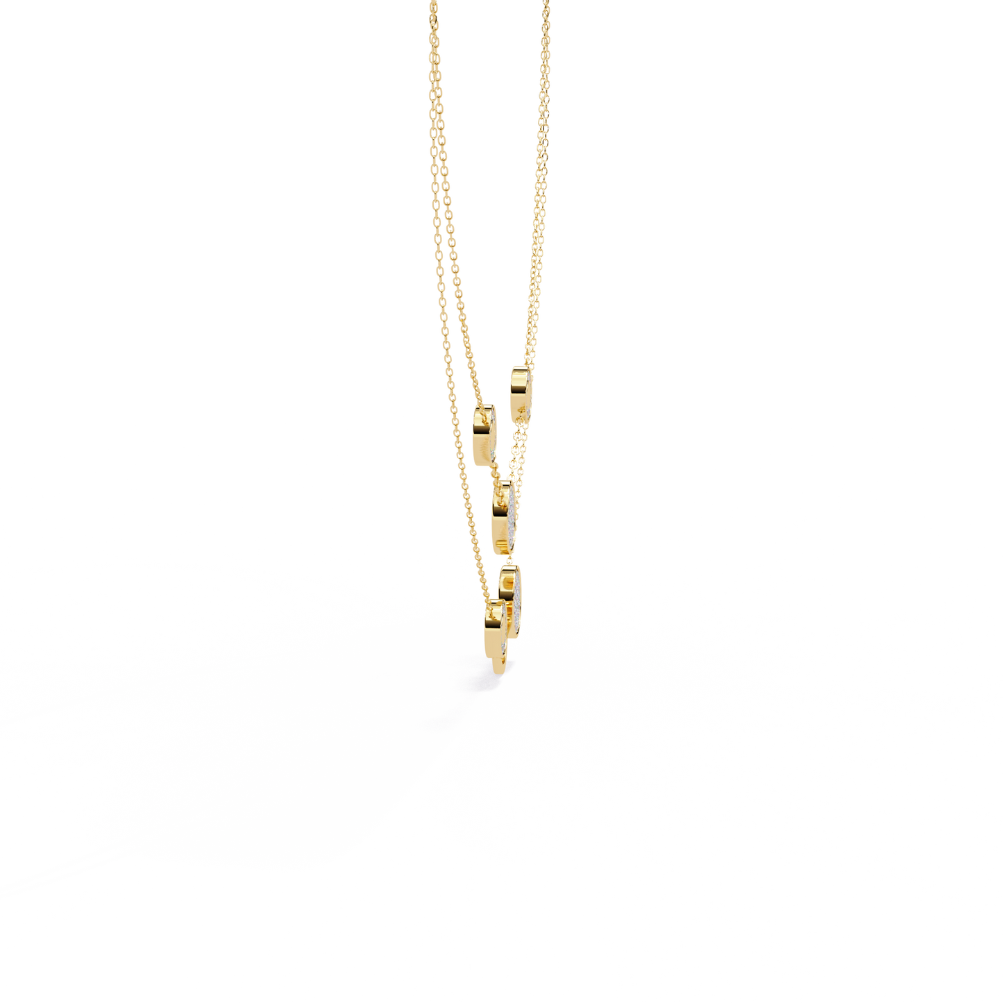 Layered Pavé Disc Drop Necklace