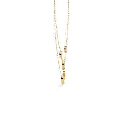 Layered Pavé Disc Drop Necklace
