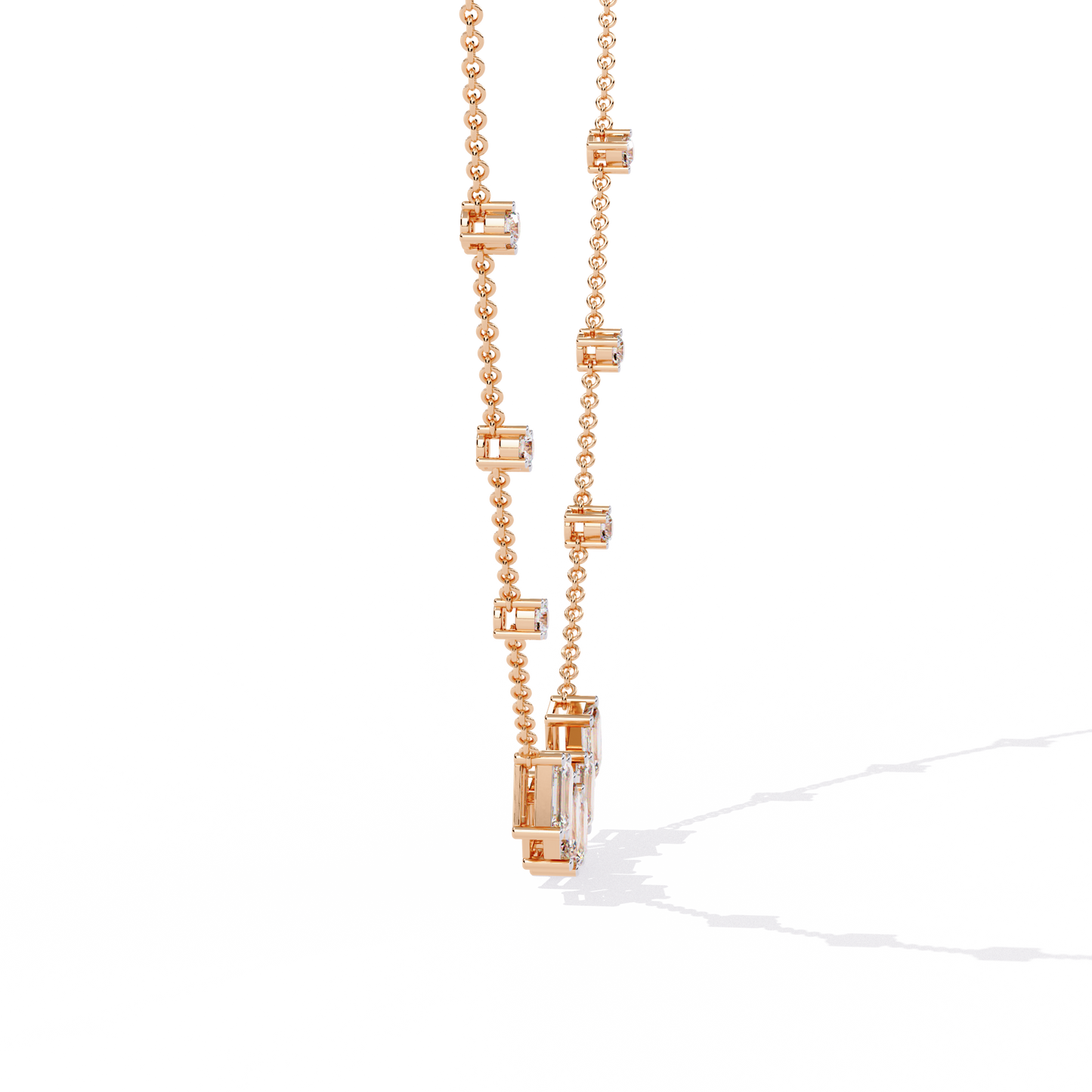 Celeste Baguette Cascade Necklace