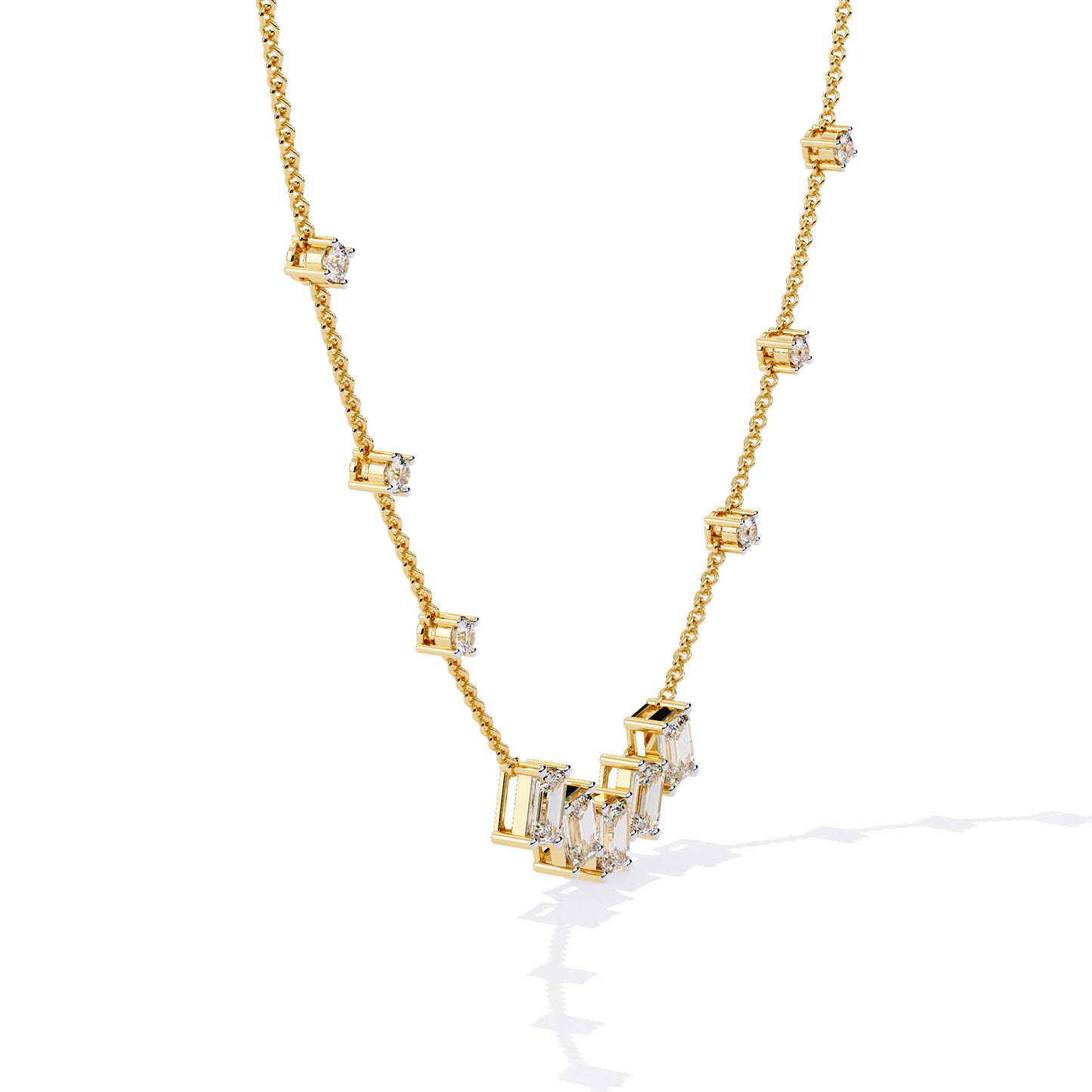 Celeste Baguette Cascade Necklace