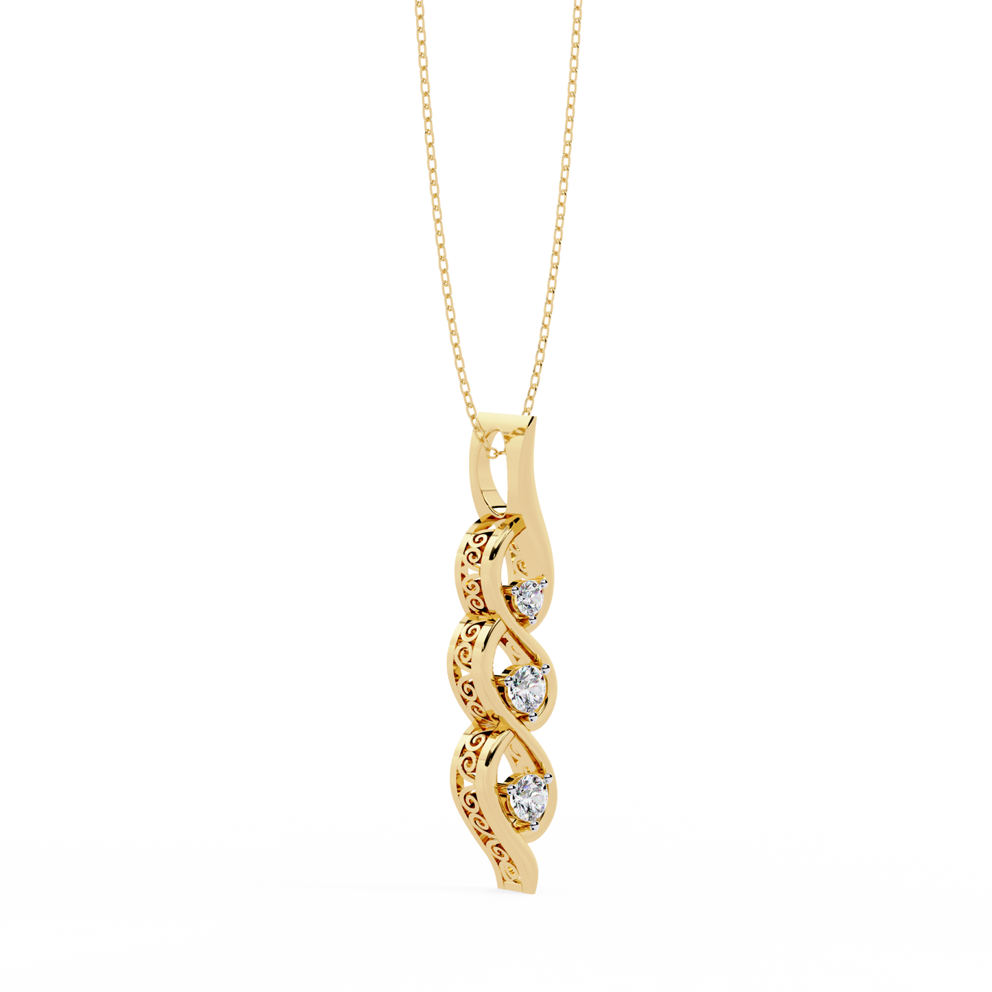 Celeste Spiral Diamond Drop Necklace