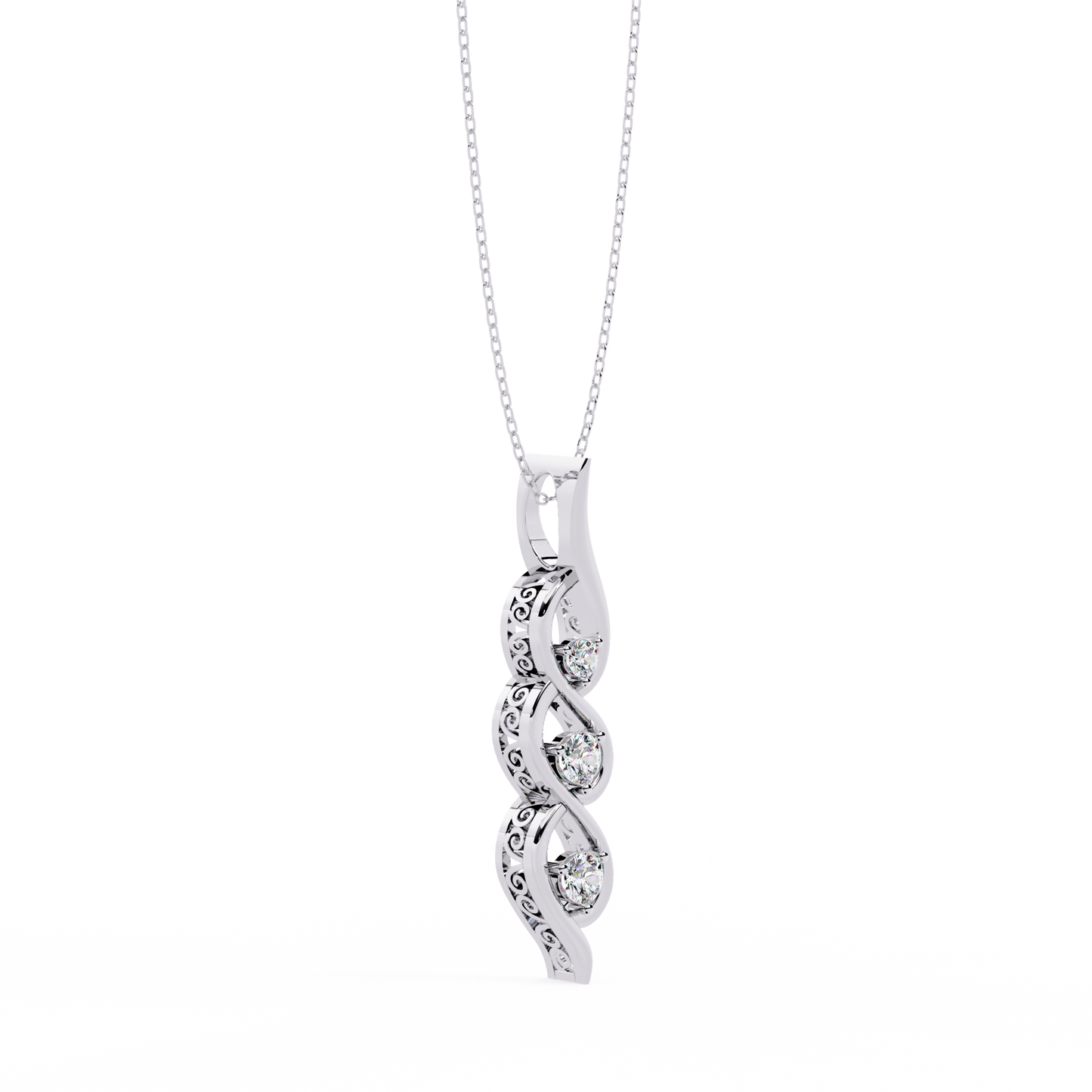 Celeste Spiral Diamond Drop Necklace