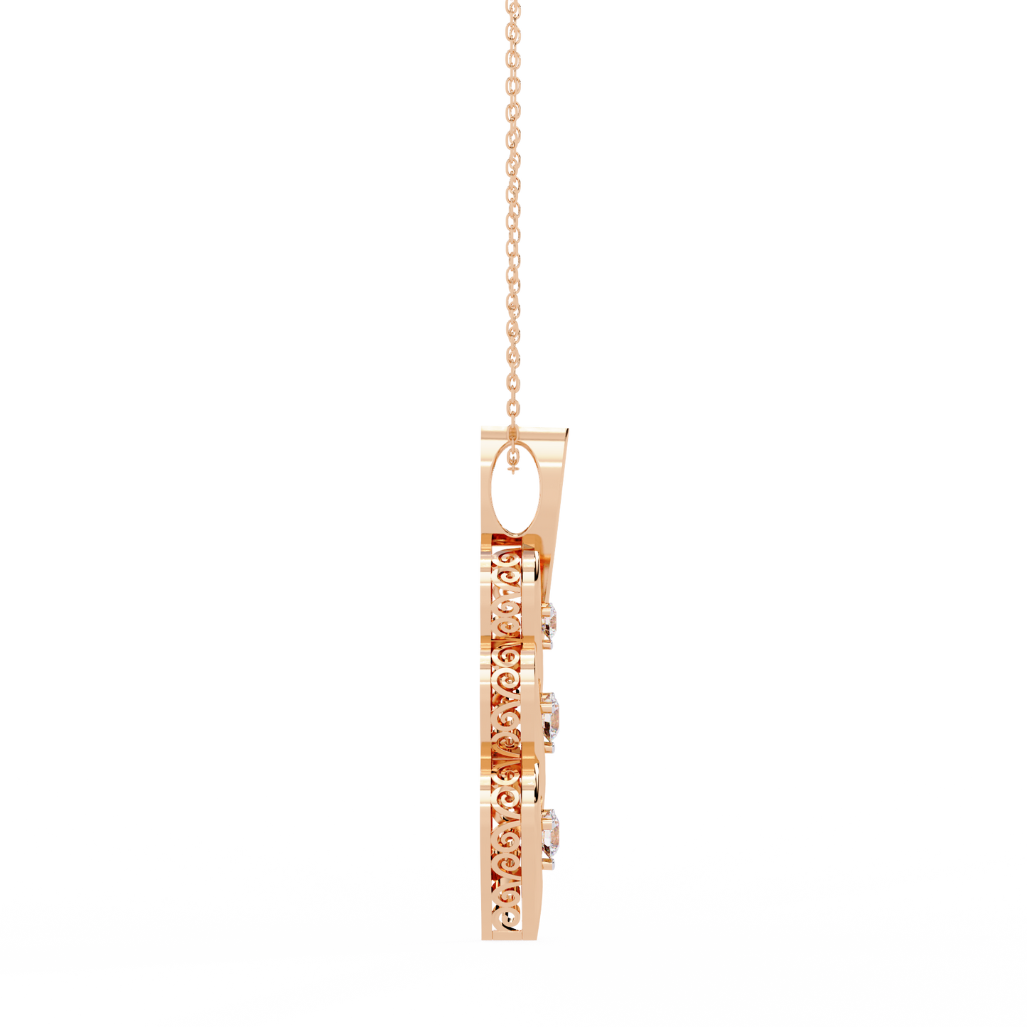 Celeste Spiral Diamond Drop Necklace