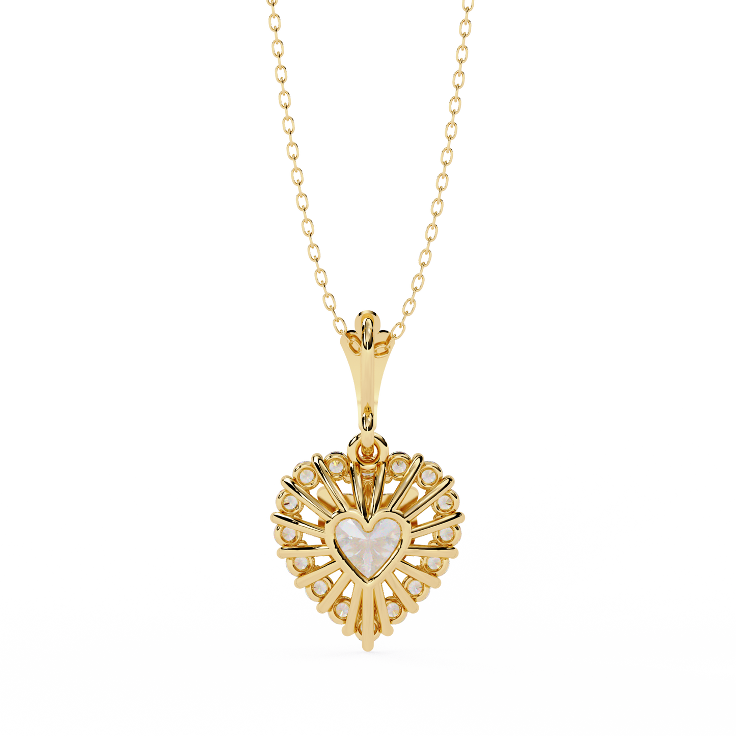 Radiant Heart Halo Diamond Necklace