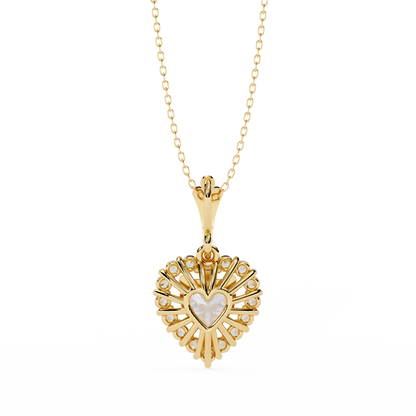 Radiant Heart Halo Diamond Necklace