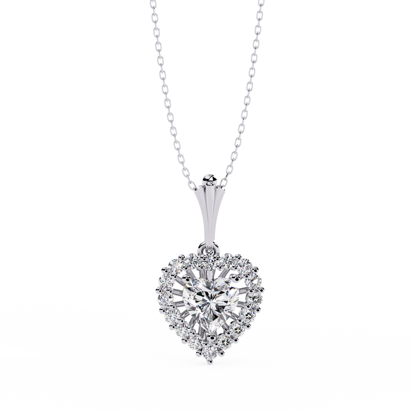 Radiant Heart Halo Diamond Necklace