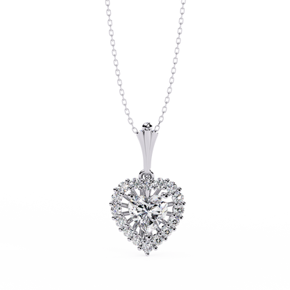 Radiant Heart Halo Diamond Necklace