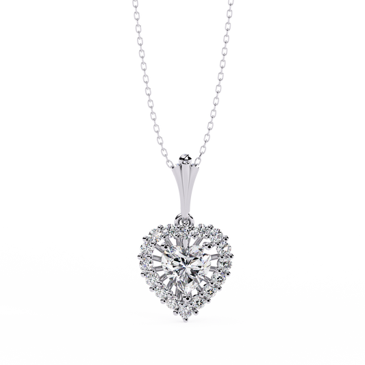 Radiant Heart Halo Diamond Necklace