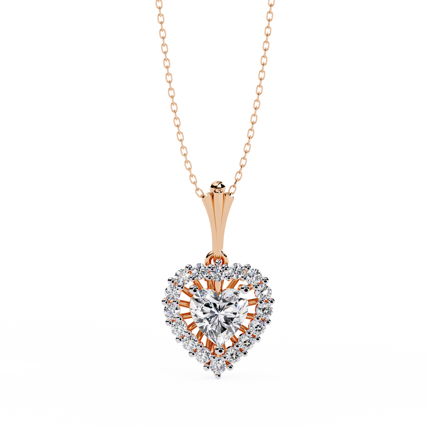 Radiant Heart Halo Diamond Necklace