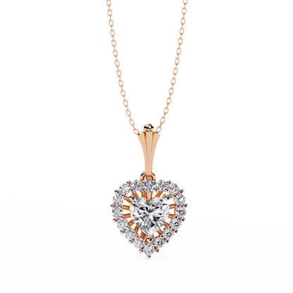 Radiant Heart Halo Diamond Necklace