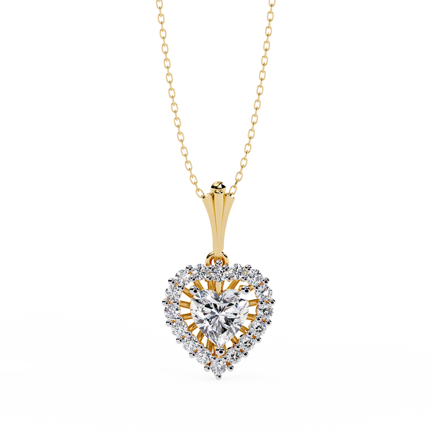 Radiant Heart Halo Diamond Necklace