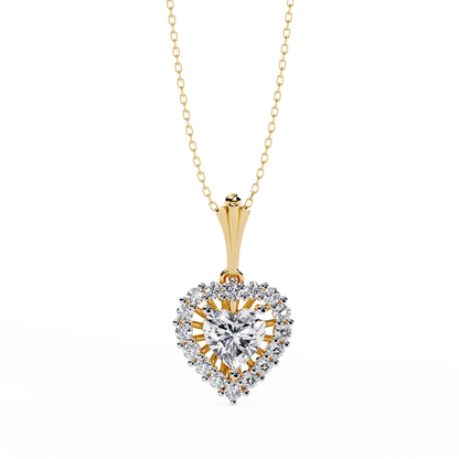 Radiant Heart Halo Diamond Necklace