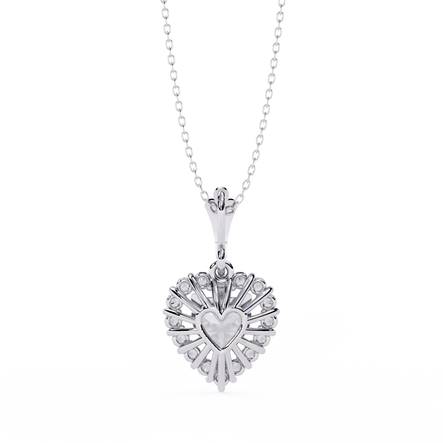 Radiant Heart Halo Diamond Necklace