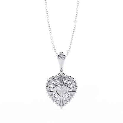 Radiant Heart Halo Diamond Necklace