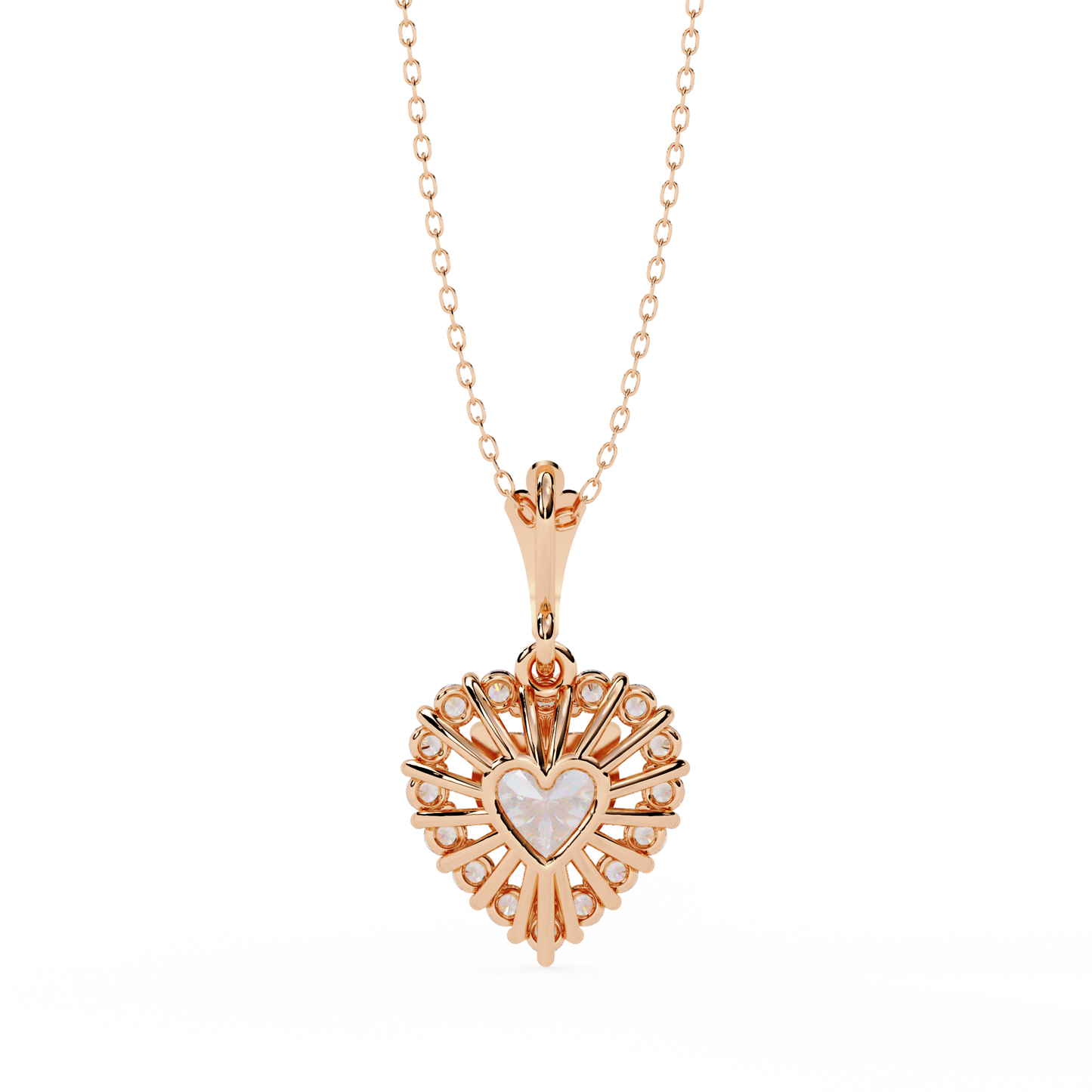 Radiant Heart Halo Diamond Necklace