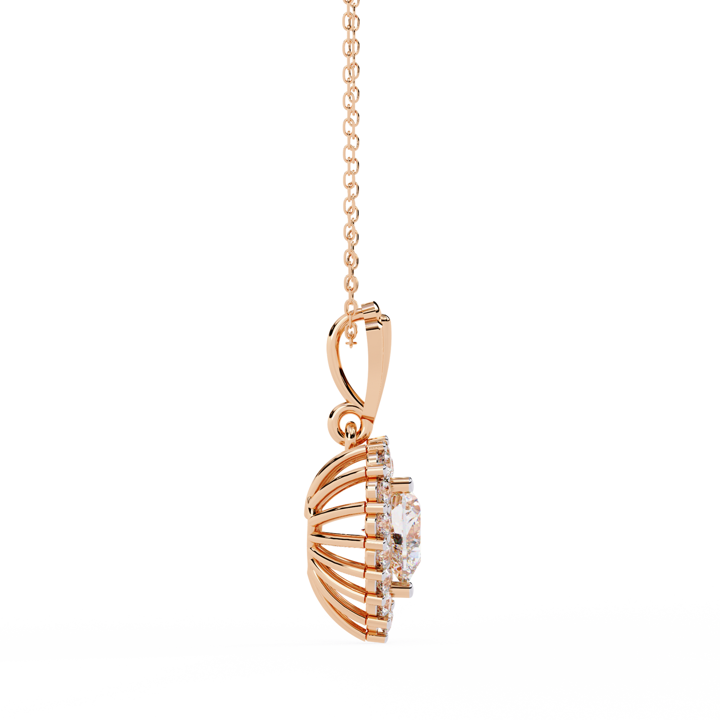 Radiant Heart Halo Diamond Necklace