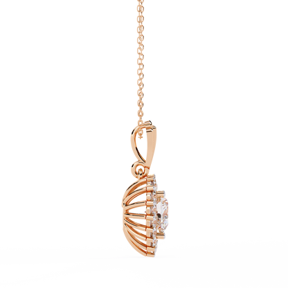 Radiant Heart Halo Diamond Necklace