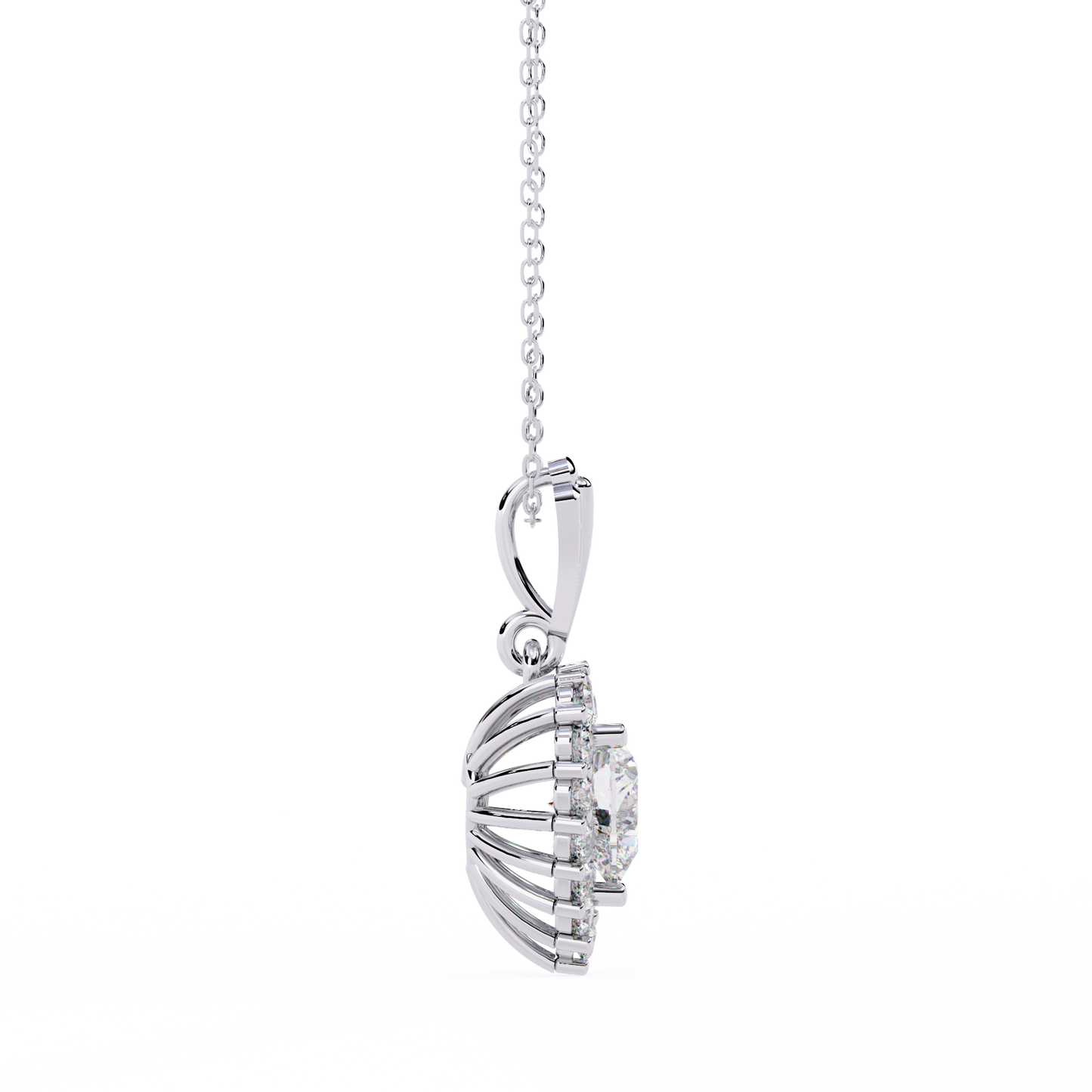Radiant Heart Halo Diamond Necklace