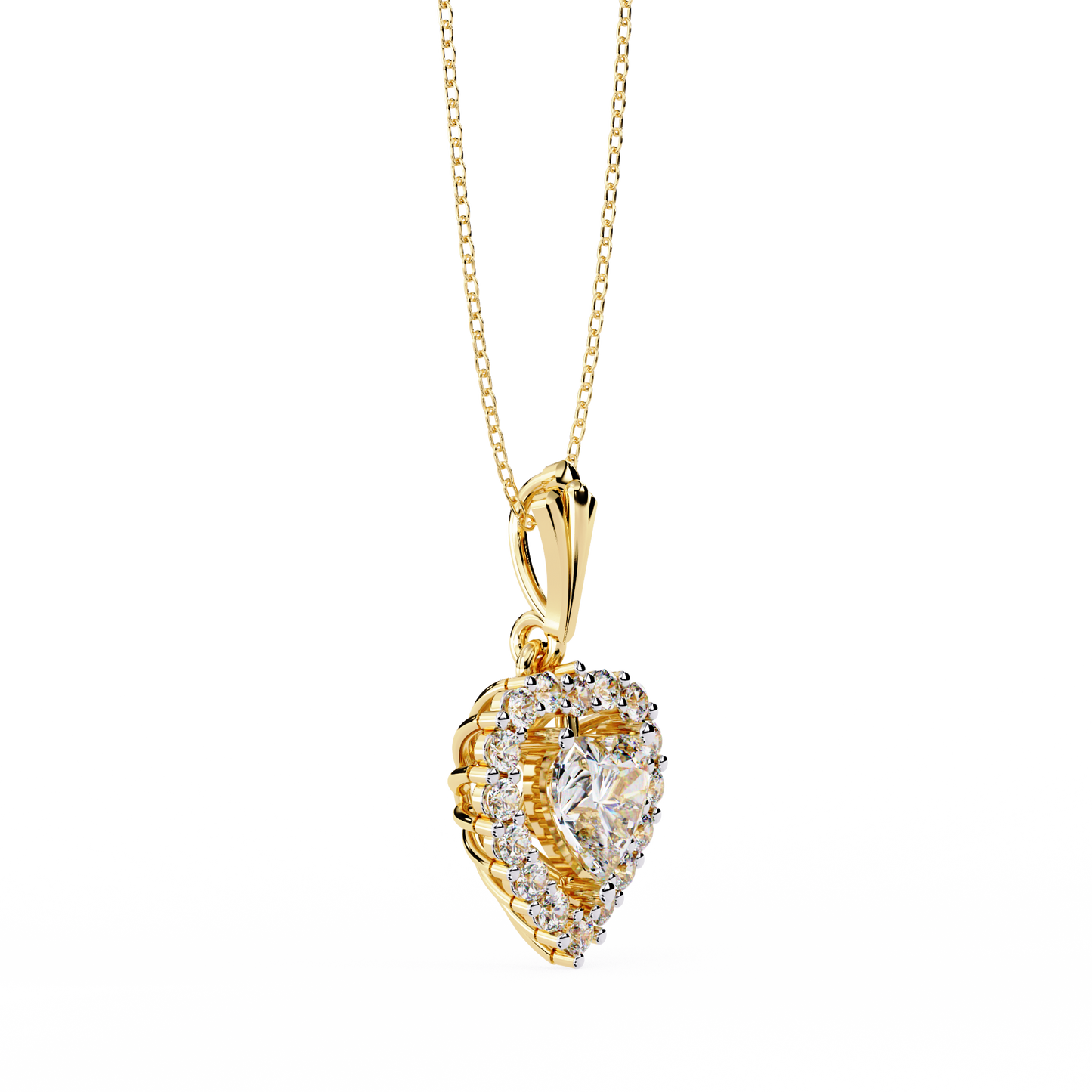 Radiant Heart Halo Diamond Necklace