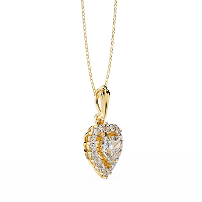 Radiant Heart Halo Diamond Necklace
