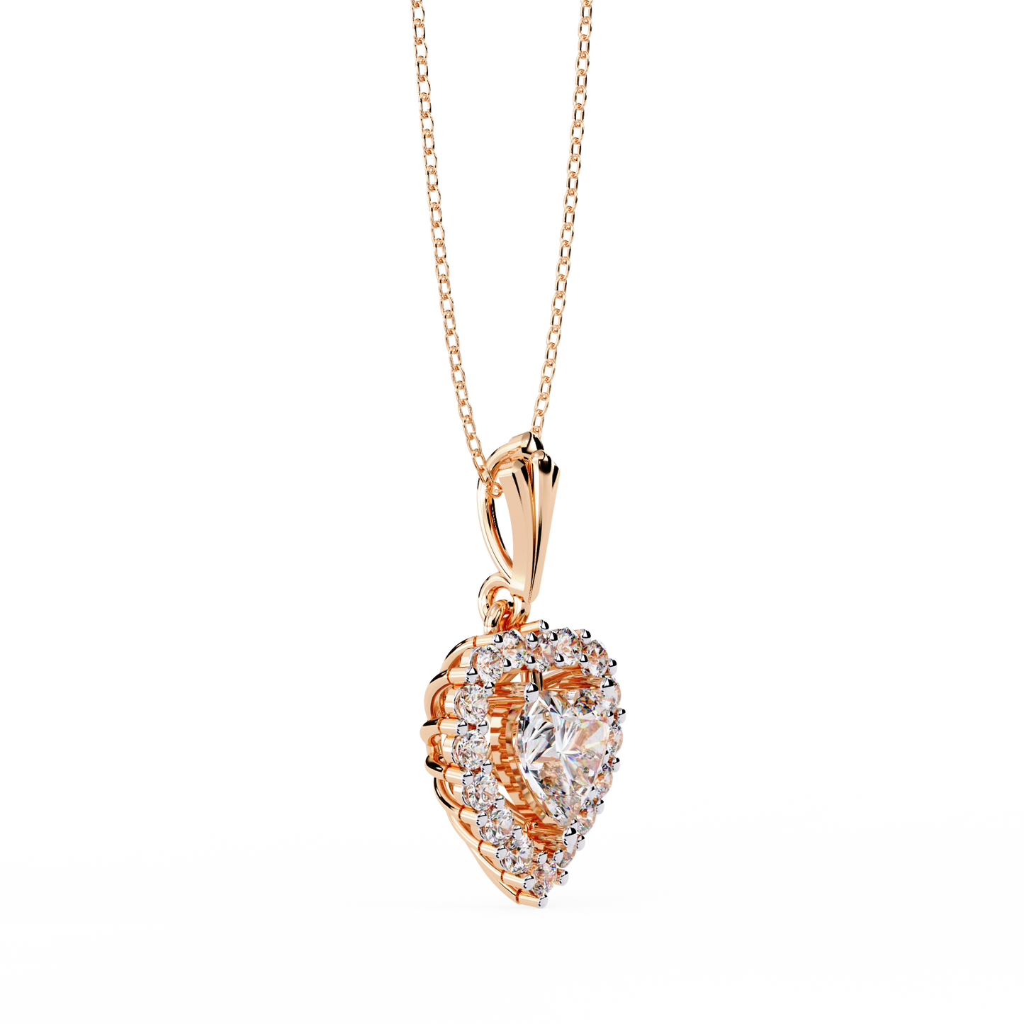 Radiant Heart Halo Diamond Necklace