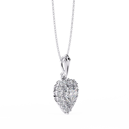 Radiant Heart Halo Diamond Necklace