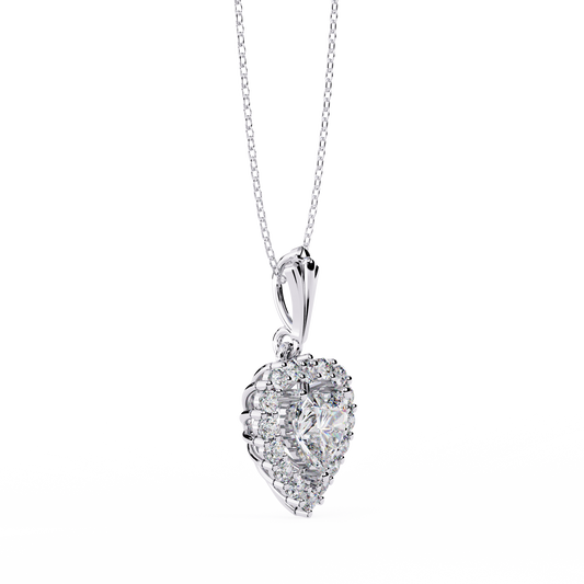 Radiant Heart Halo Diamond Necklace