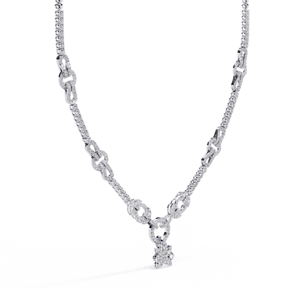 Pavé Link Circle Drop Diamond Necklace