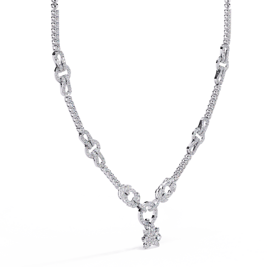 Pavé Link Circle Drop Diamond Necklace