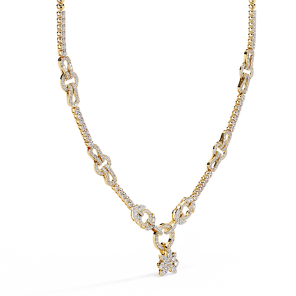 Pavé Link Circle Drop Diamond Necklace