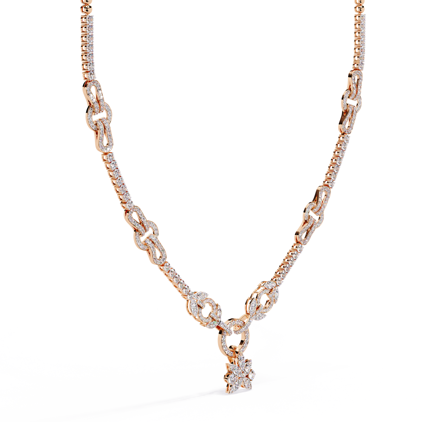 Pavé Link Circle Drop Diamond Necklace