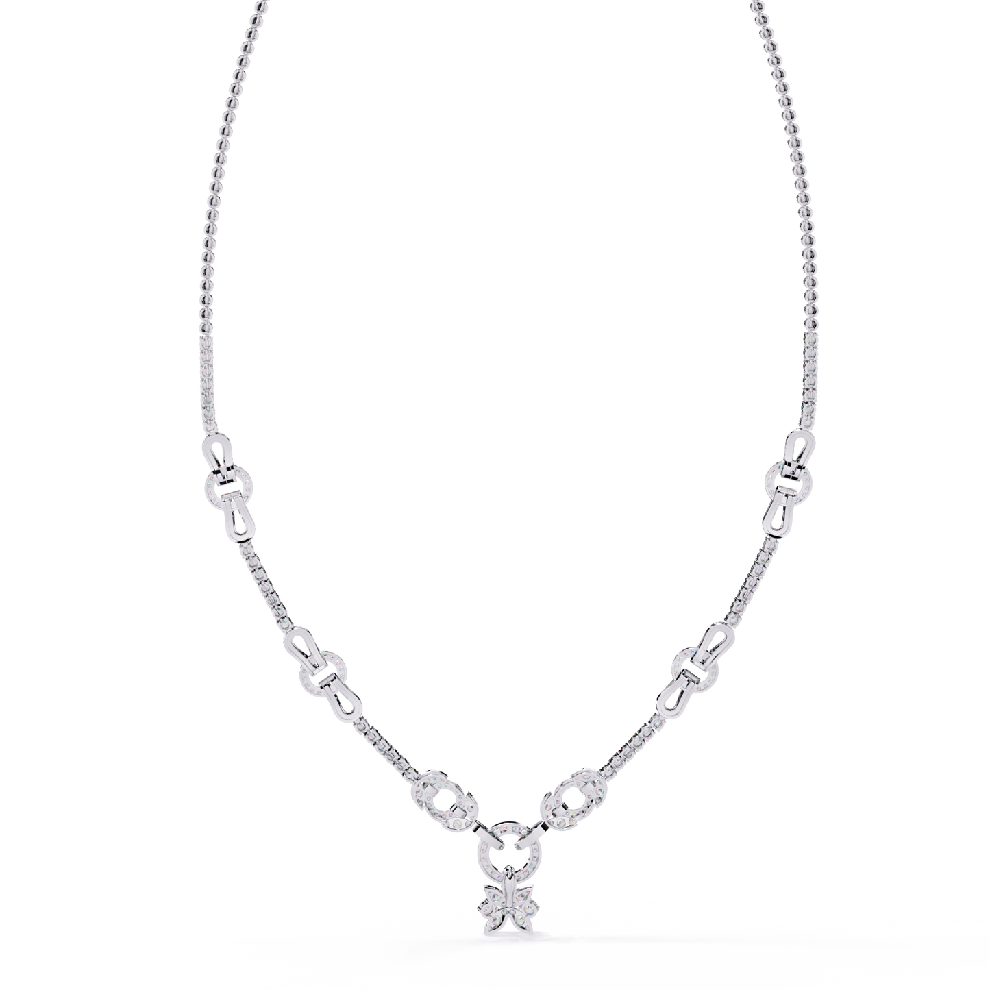 Pavé Link Circle Drop Diamond Necklace