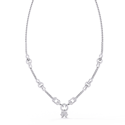 Pavé Link Circle Drop Diamond Necklace