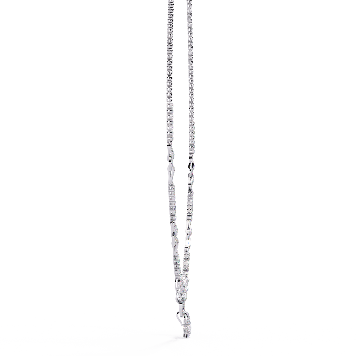 Pavé Link Circle Drop Diamond Necklace