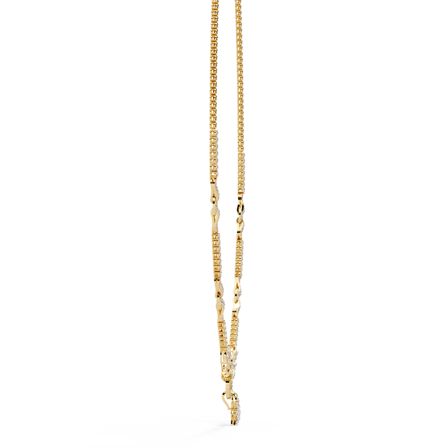 Pavé Link Circle Drop Diamond Necklace
