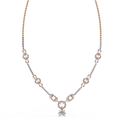 Pavé Link Circle Drop Diamond Necklace