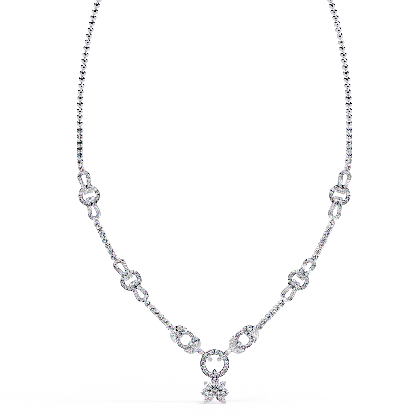 Pavé Link Circle Drop Diamond Necklace