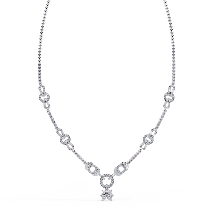 Pavé Link Circle Drop Diamond Necklace