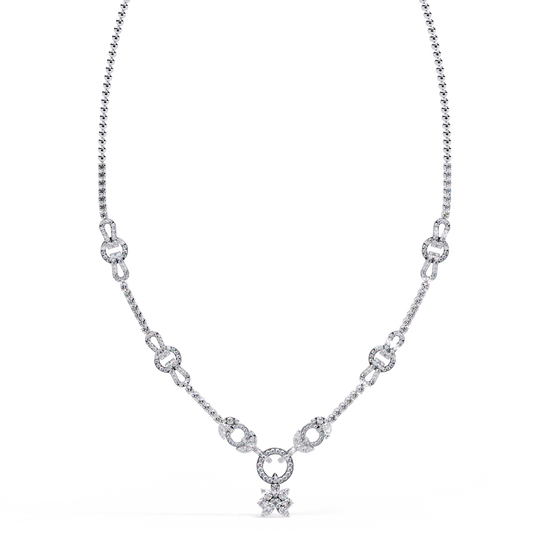 Pavé Link Circle Drop Diamond Necklace