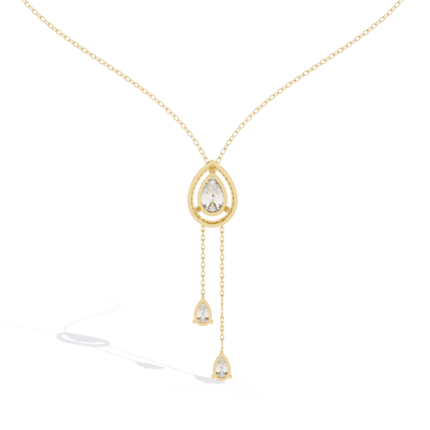 Celestial Drop Halo Diamond Necklace