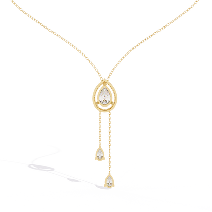 Celestial Drop Halo Diamond Necklace