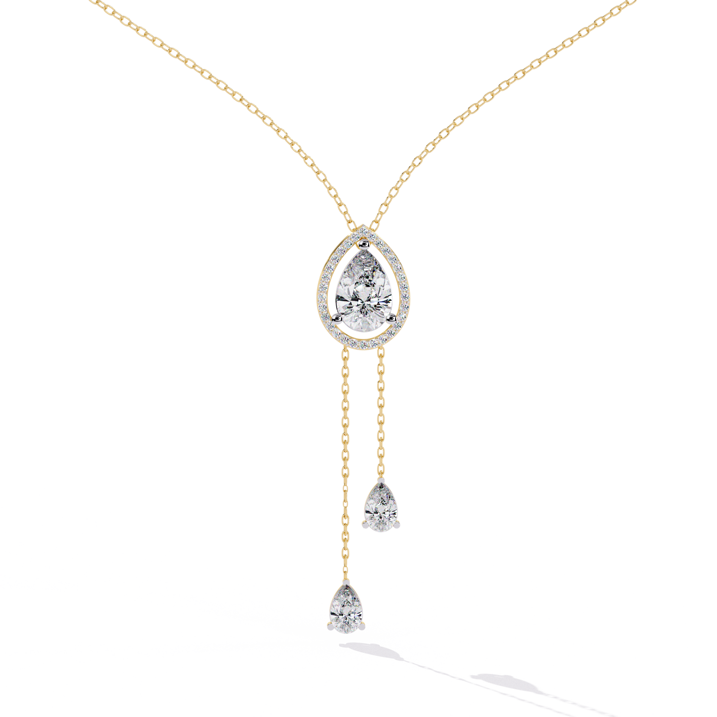 Celestial Drop Halo Diamond Necklace