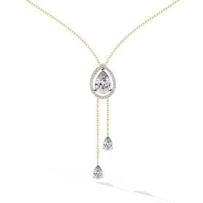 Celestial Drop Halo Diamond Necklace