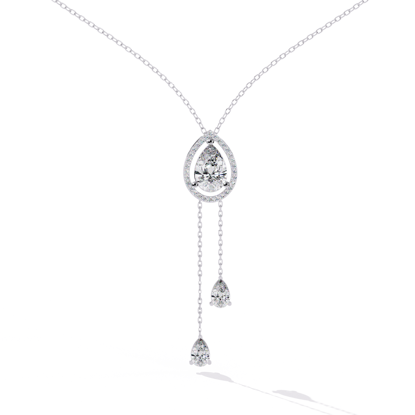 Celestial Drop Halo Diamond Necklace