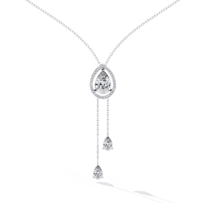 Celestial Drop Halo Diamond Necklace