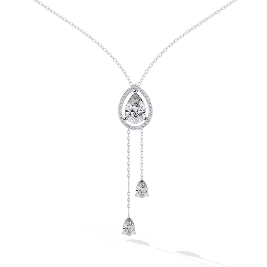 Celestial Drop Halo Diamond Necklace