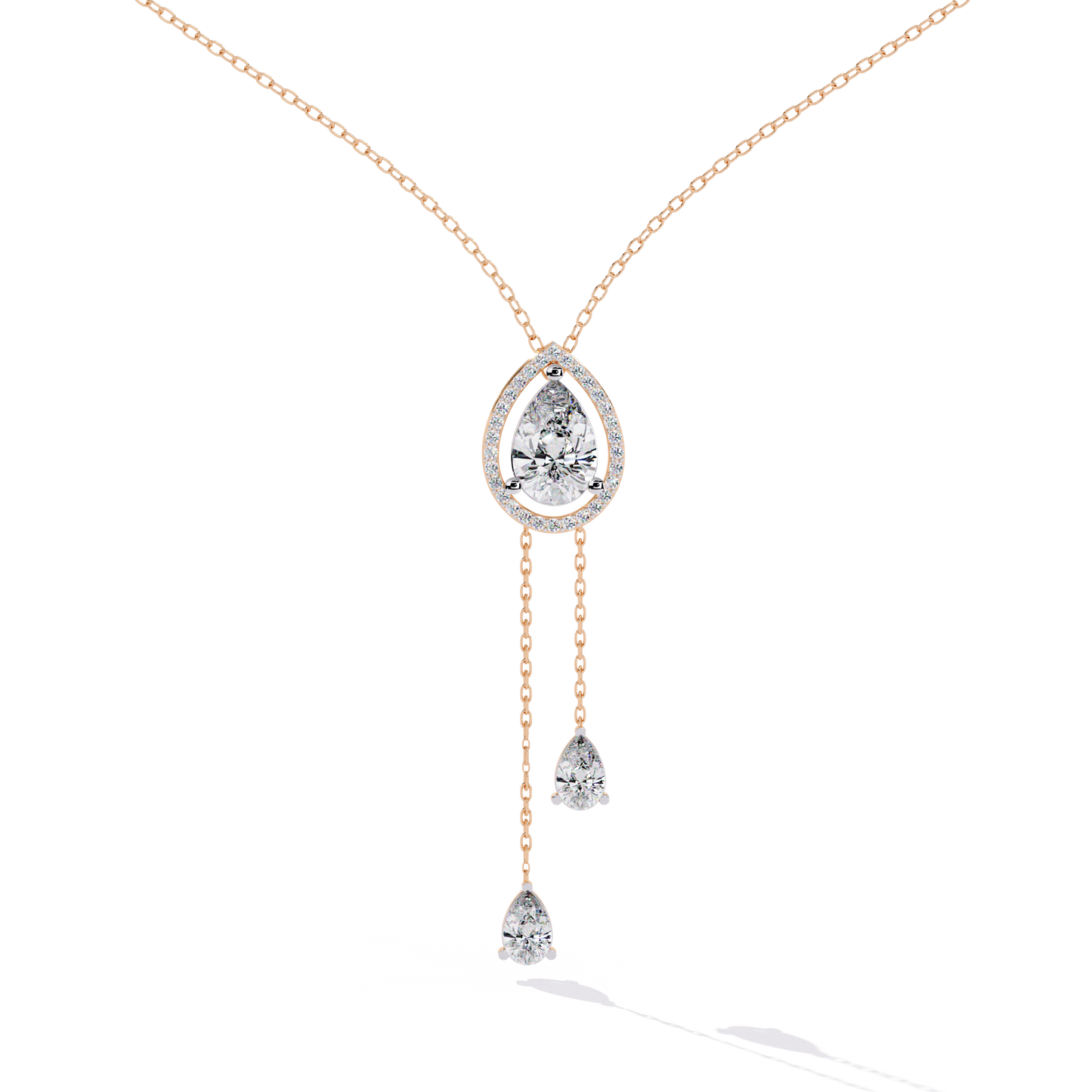 Celestial Drop Halo Diamond Necklace