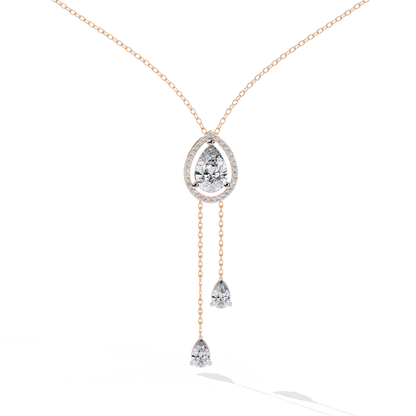 Celestial Drop Halo Diamond Necklace