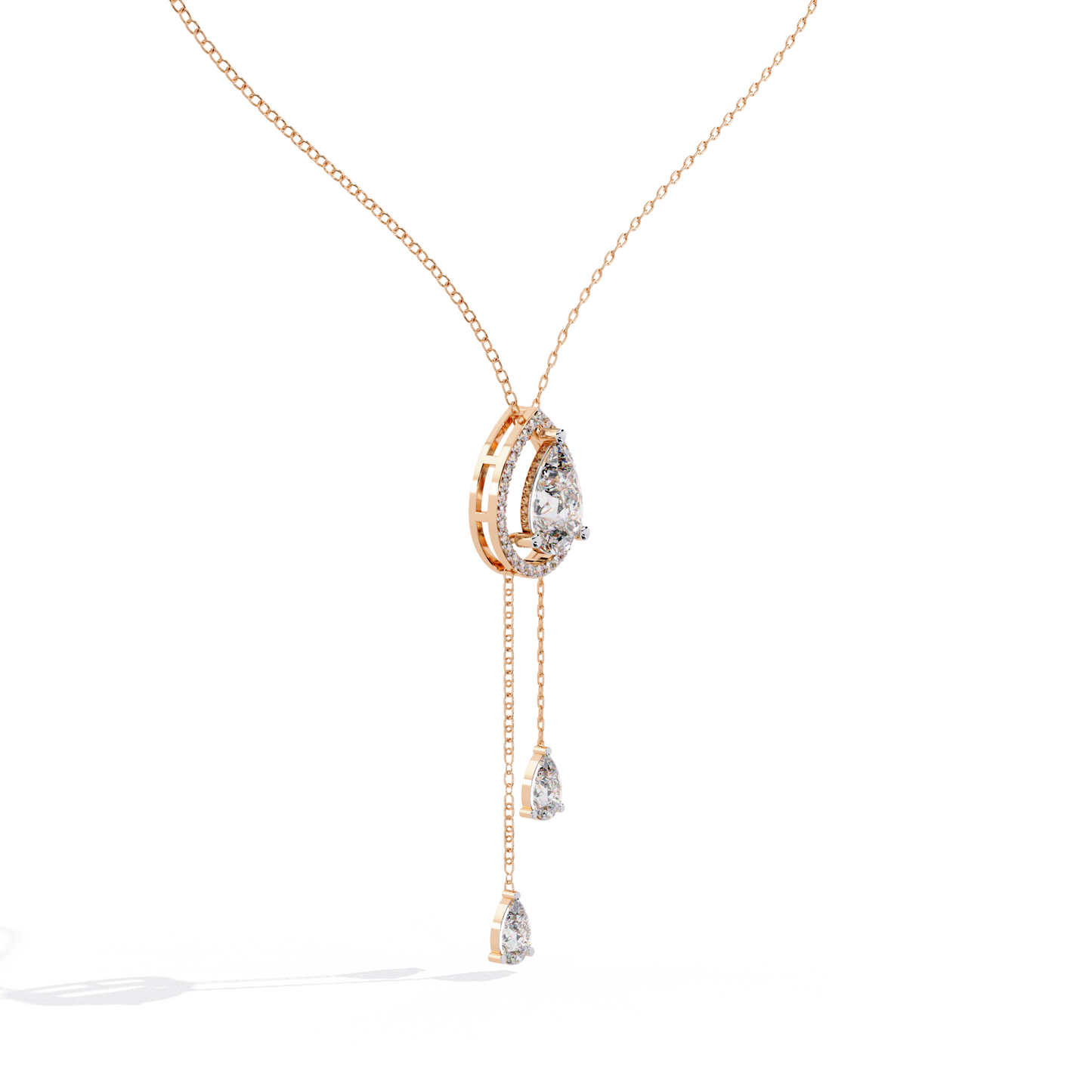 Celestial Drop Halo Diamond Necklace
