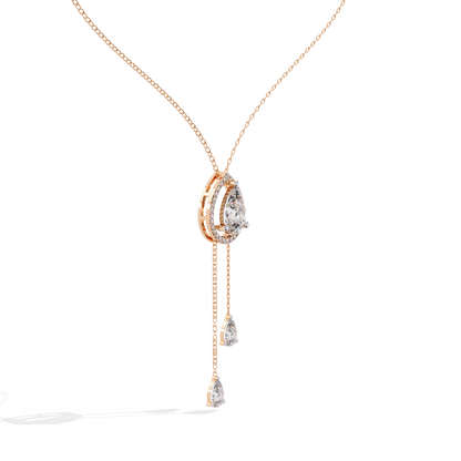 Celestial Drop Halo Diamond Necklace